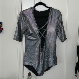 Iheartraves hooded hologram bodysuit